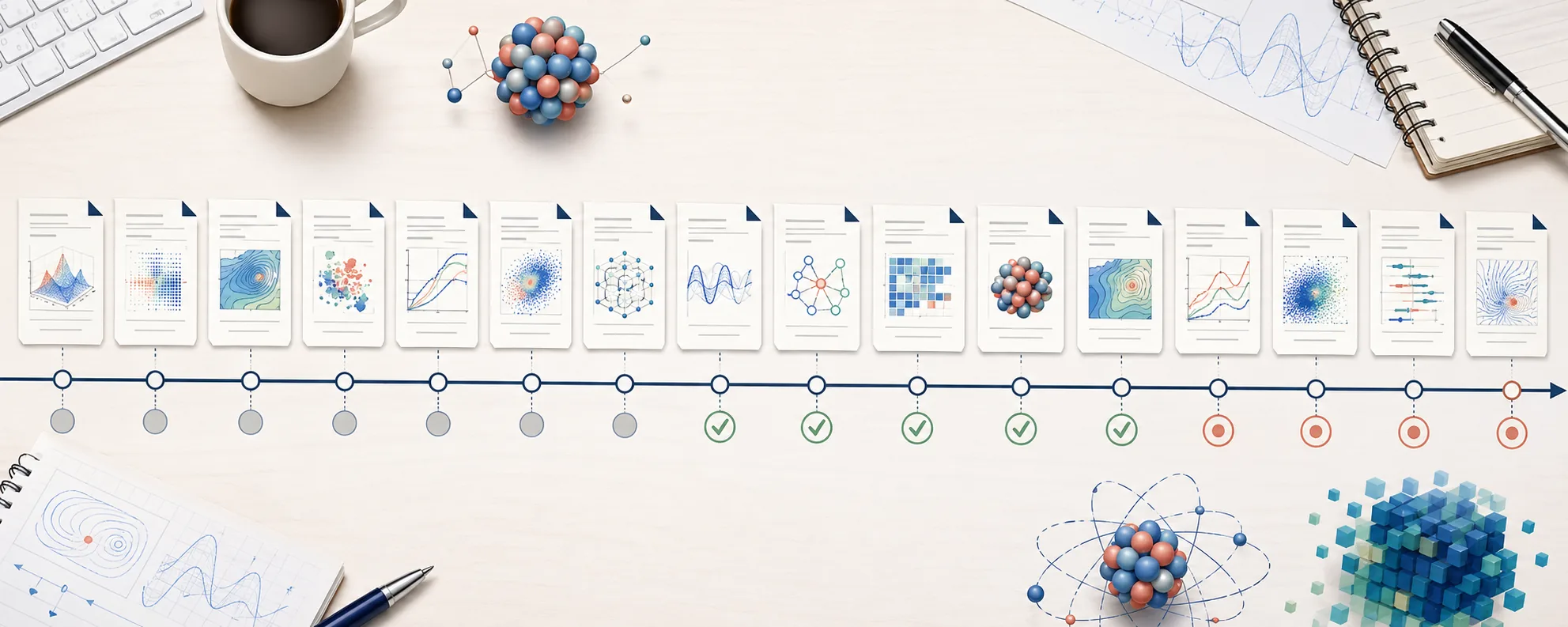 四个月内多篇论文产出的可视化时间线